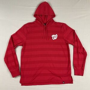 Washington Nationals Hoodie Mens XL Pullover Red MLB Striped 47 Brand Fanwear
